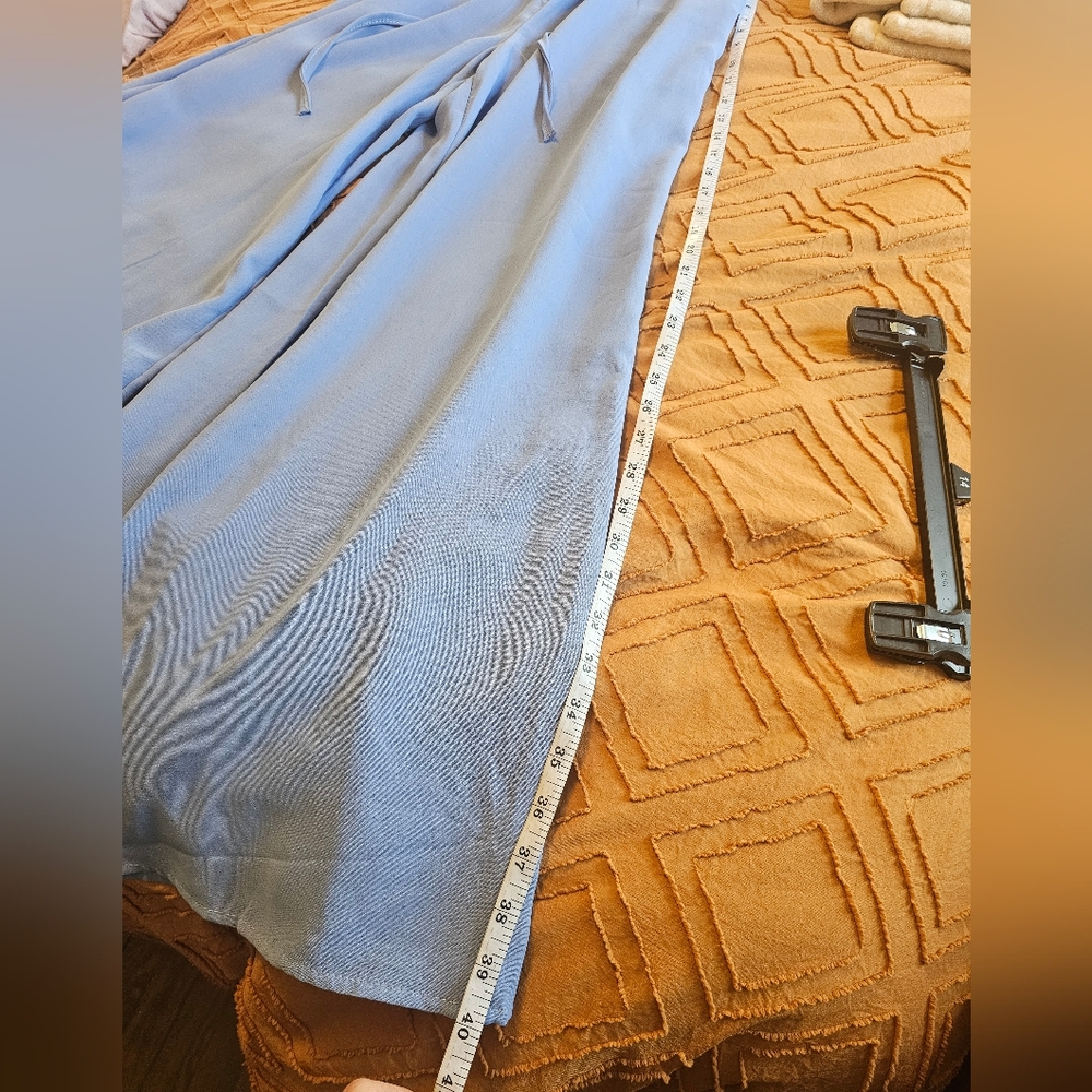 Wide Leg Drawstring Palazzo Pants Small Light Blue - Picture 10 of 11